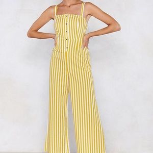 Nasty gal white and yellow jumpsuit NWT